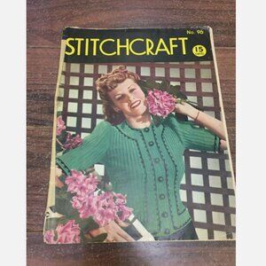 Stitchcraft 96 Aug 1940 Patterns Knitting Embroidery Crafts Recipes no transfers